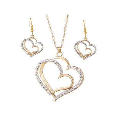 China New Trendy Best Selling Jewelry Set Party Heart Necklace, Wedding Dress Double Tangle and Earring Jewelry for Women for sale