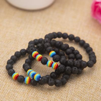 China CLASSIC Rainbow Bracelet Beaded Bracelet Natural Gemstone 8mm Lava Beads Rainbow Bracelet for sale