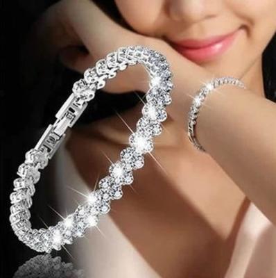 China CLASSIC Natural Zircon Bracelet Of European And American Roman Crystal Bracelet Women Full Of Diamond Jewelry for sale