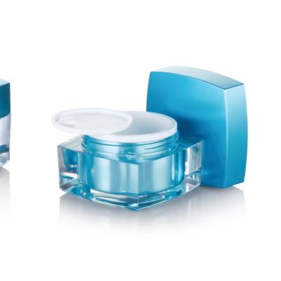 China Skin Care Creams Plastic Custom Cosmetic Containers Square Containers Acrylic Jar Eco-friendly for sale