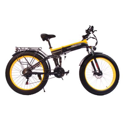 China Aluminum wheel 26inch folding e bike 14Ah lithium battery electricmountai bicycle 48V/1000W folding fat tire electric bike for sale