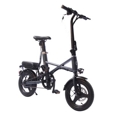 China New Cheapest 14inch Carbon Steel Folding Electric Bicycle 36V/7.5Ah Two Seat Foldable Electric Bike 350W High Power City Bike for sale