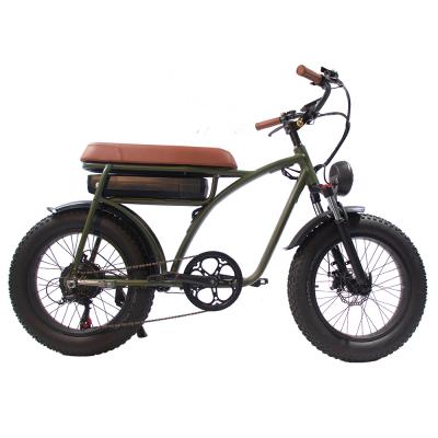 China Vintage Fat Tire 20x4.0inch Fat Tire 6061 Aluminum Alloy Bicycle 48V 500W Long Seat Super Electric Bike ebike Wholesale 73 for sale