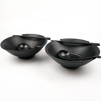 China New Design Sustainable Bowl Melamine Black Plastic Dinner Set From Rmen for sale