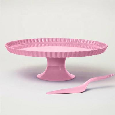 China Large 13.8 inch minimalist custom color pink pastries desserts party wedding used melamine cake display stand for sale