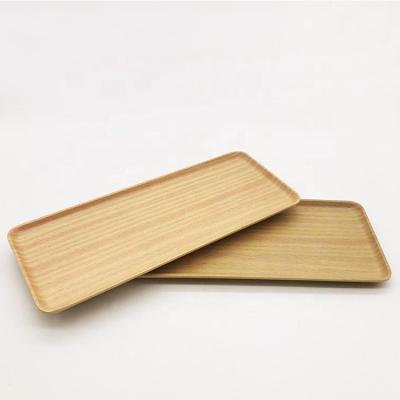 China Custom Logo Wholesales Cheap Bulk Food Wood Grain Safety Melamine Dinner Tray Eco-friendly for sale