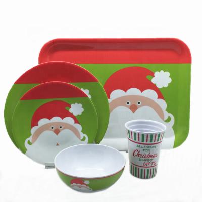 China Factory Price Wholesale 8 PCS OEM Melamine Sustainable Christmas Tableware Sets for sale