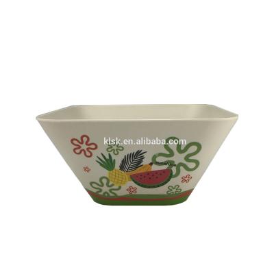 China Unbreakable Square Bamboo Fiber Fruit Salad Bowl Eco - Friendly Sustainable With Custom Design for sale