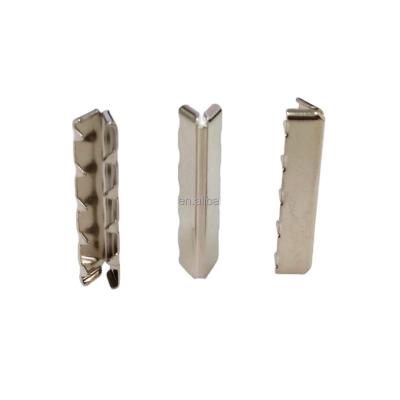 China Wholesale viable iron metal belt end clip with nickel plating copper sliver rope end clip for garment for sale