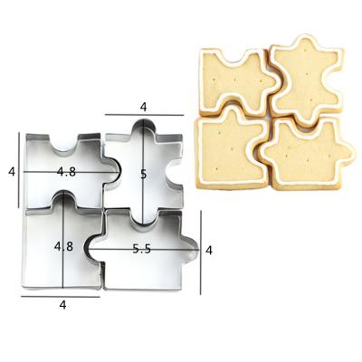 China Disposable Home Kitchen DIY Kitchen Jigsaw Puzzle Geometry Kids Gift Sugar Craft Mold Cookie Cutter Cookie Cutter Decorating Tools for sale