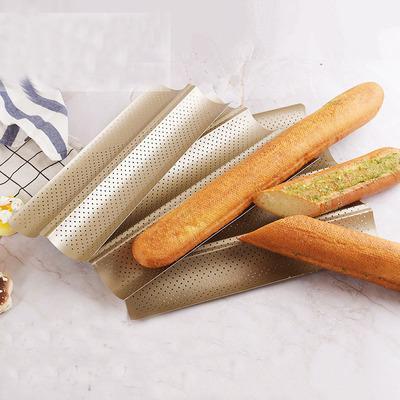 China Halloween Viable Non-Stick Baguette Pancake Mold France Gold Bread Baker Baguette Alloy Baking Pan For Baking for sale