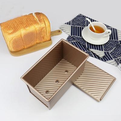 China Bread Pan Rectangle Toast Pan With Lid Nonstick Mold Bakeware Family Toast Bread Metal Perforated Cake Perforated Carbon Steel Long for sale