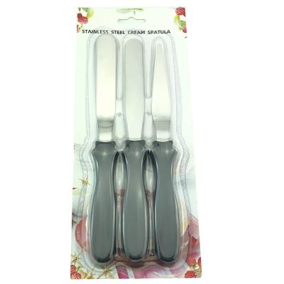 China Sustainable Butter Cream Cake Decorating Spatula Stainless Steel Spatula Set Three-Piece Household Baking Tool for sale