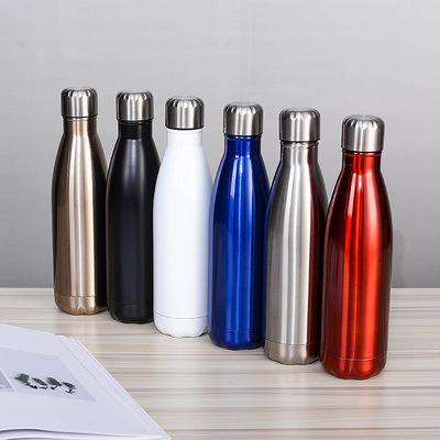 China Sustainable Stainless Steel Keep Warm Carry Cola Shape New Design Colored Metal 304 Water Bottle Tea Thermo Mug 500ml 750ml for sale