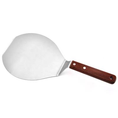 China Viable Wholesale Cooking Tools Stainless Steel Wood Handle Pizza Spatula Round Multifunctional Spatula for sale