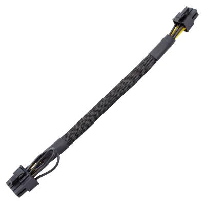 China 62cm PCI-E 6 Pin Tinned Copper Male To 8 Pin 18awg Male Wrapped Black Nylon Mesh Server Power Adapter Panel Interface Extension Cable for sale