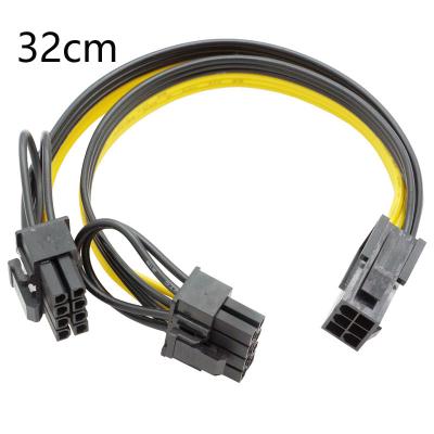 China 32cm 18AWG PCI-E 6pin tinned copper bus to public dual 8pin graphics card power supply line 6 to dual reverse 6pin+2pin power supply line for sale