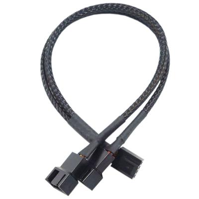 China Tiny 4 Pin PWM Chassis Fan Temperature Control Cable Copper Computer Fan Cable Nylon Mesh One-to-Two Cable Bundle to Computer Adapter for sale