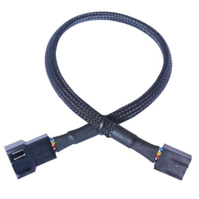 China 82cm Computer PWM Temperature Control Fan 4 Pin Interface Extension Cable Mesh Chassis Fan Tinned Copper Nylon Extension Cable for sale