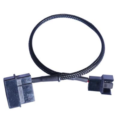 China PVC Computer D Port IDE 4 Pin To Linear Small 4 Pin CPU Fan Power Cable / 3 Pin Chassis Fan Cable Wrapped With Nylon Mesh for sale