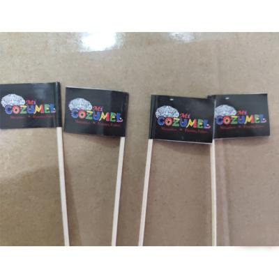 China 25*35mm custom color and food design popular cocktail toothpick paper flag with 65mm toothpick for sale