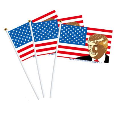 China Decoration Good Quality 100D Polyester 14*21cm Hand Trump 2024 Waving Flag For Decoration Election for sale