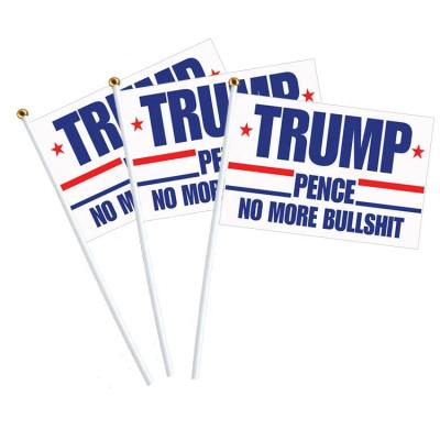 China Hot Selling Decoration 14*21cm Polyester Hand Trump 2024 Waving Flag For Decoration Election for sale