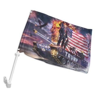 China Hot Selling Cheap Custom Health Care Institutes Polyester 12*18inch 30*45cm Polyester Trump Car Flag for sale