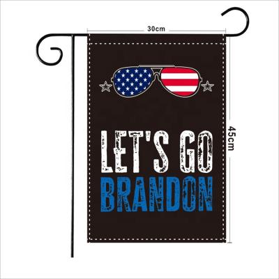 China Festival Fast Delivery 600D 12*18 Inch Single Sided Polyester Let Us Go Brandon Trump Garden Flag for sale