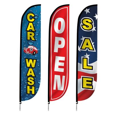 China Decoration Hannuo Direct Selling Double Sided 100D Polyester Custom Logo 15ft Feather Banner Flag For Advertising for sale