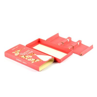 China Recycled Materials Outer Sliding drawer foldable cardboard grid easy assembling package case paper box with inner compartments for sale