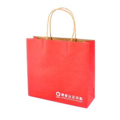 China Recycled Materials Cheap price Custom Printed Your Own Logo Picture Red White Brown Kraft Craft Paper Bag With Handles For Shopping For Gift for sale