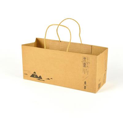 China Recycled Materials Custom reinforced kraft paper bag LOGO shopping bag recycled paper bag for sale