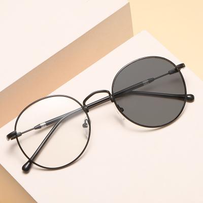 China Retro round frame photochromic anti blue light computer glass eye wear blue light glass factory wholesale for sale