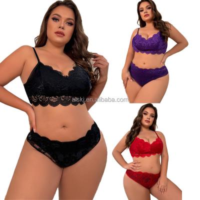 China Lace Up Women's Superb Nightgowns Black and Red Exotic Two Piece Mesh Lace Baby Doll Lingerie Plus Size Set for Fat Girl for sale