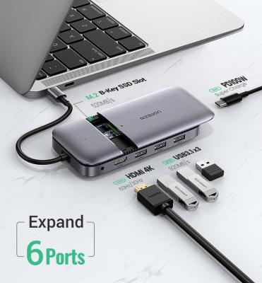 China Computer Ugreen USB C HUB Type C 3.1 M.2 to B-Key HDTV 4K 60Hz 10Gbps M.2 SSD Case USB C HUB Splitter for MacBook Pro Air L 'iPad for sale