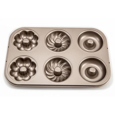 China High Quality Viable Roll Mold Bakeware Baking Tools Non Stick Carbon Steel 6 Cup Cake Mold Pan Mold for sale