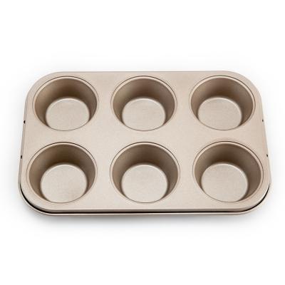 China Disposable Carbon Steel Non-Stick Coating 6 Cup Cake Pan and 12 Cup Roll Cake Mold Bakeware Tools for sale