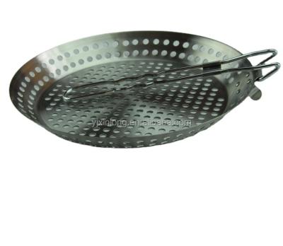 China New Type Easily Cleaned Stainless No Stick BBQ Grill Basket Pan With Handle for sale