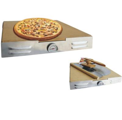 China New Stored Hot Selling Good Quality Pizza Stone With Metal Tray BBQ Grill Topper for sale