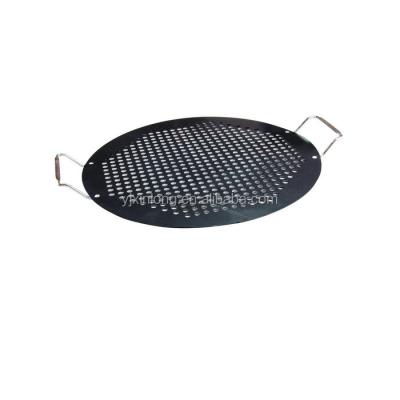 China New Disposable Hot Sale Carbon Steel Non - Stick Pizza Pan Baking Pan Tool For BBQ Grills for sale