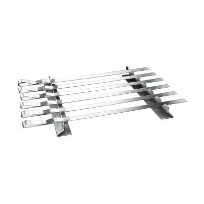 China Easily Cleaned Barbecue Stainless Steel Kebab Rack Set With 6pcs 17 Inch Skewers for sale