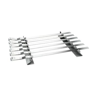 China Easily Cleaned Kebab Rack BBQ Grill Stainless Steel with Flat Skewers for Outdoor Grill/Baking/BBQ Charcoal Metal Cooking for sale