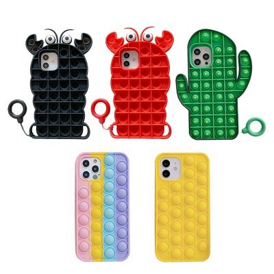 China 3D Anti-fall silicone cover fidgety person soft toys phone case for phone 12 11 XR XS relaxing toy phone case for sale