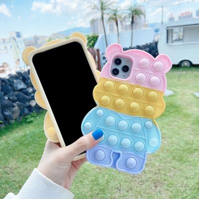 China 2021 latest popular Anti-fall design pressure phone cover and fashion cute bear amongus fidgety person phone case press release for sale