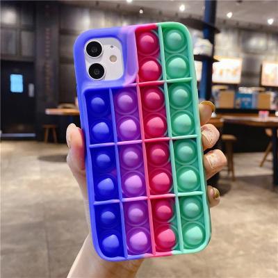 China Anti-fall 15 Designs Stock Pop Bubble Silicone Sensory Push Pops The Restless Person Phone Case For iPhone 13 for sale