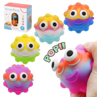 China Fashion Strain Balls for Kids and Adults Hotselling Toy Silicone Round Smile Face Push Bubble Jumping Person Big Balls 3D Eyes Strain Ball Stirrer for sale