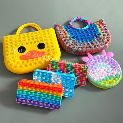 China Yellow Mini Silicone Toy Bag Pattern Cartoon Mini Cartoon Push Bubble Bag Amazon Push Bubble Bag Puzzle Decompression Duck Cub Handbag for sale