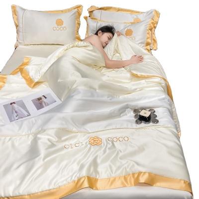 China Anti-Decubitus Summer Ice Silk Cooling Blanket Soft Comfort cooling bedding set 4pc bed sheets for sale