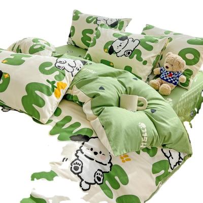 China Folded Professional custom cartoon style 100% cotton 4 piece bedding set popular quilt cover bedding  set for sale